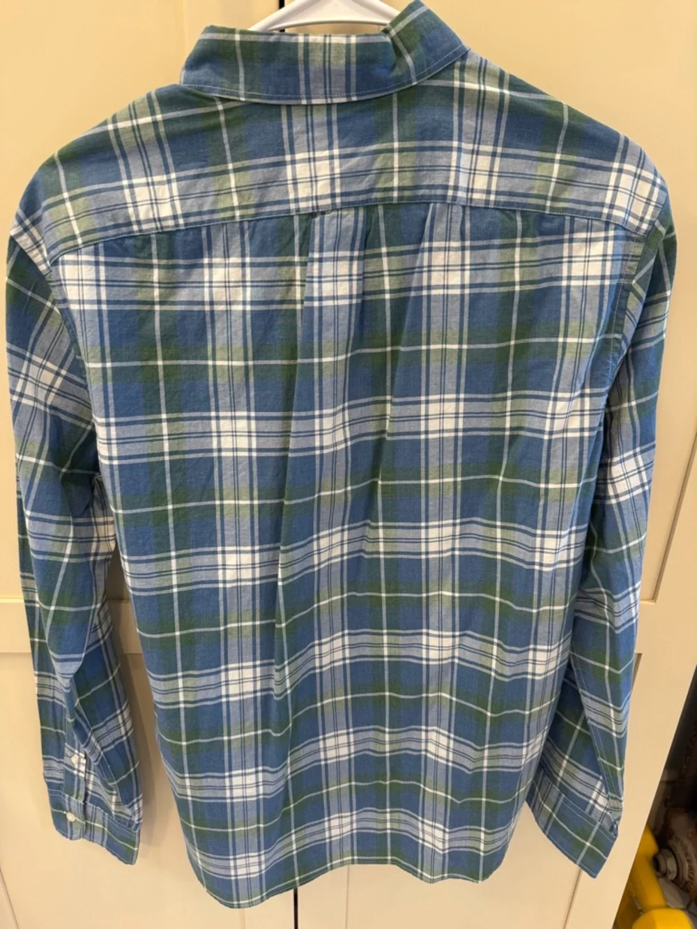 J. Crew Blue, Green & White Plaid Button-Down Shirt - Casual Collar
